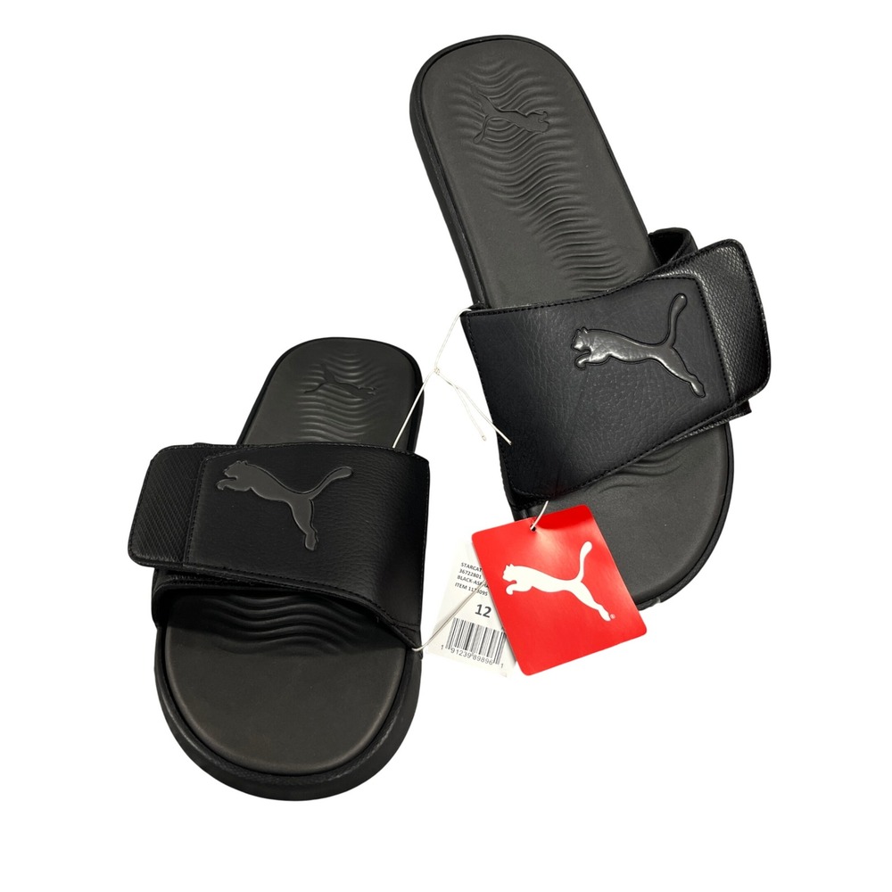 Puma Starcat Tech Slides Mens 12 Black Adjustable Strap Sandals